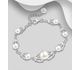 925 Sterling Silver Adjustable Leaf Bracelet, Decorated with Freshwater Pearls