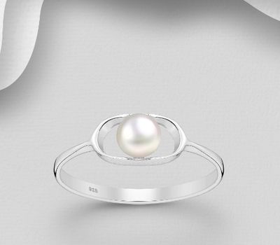 Şəkli böyütmək üçün tiklayın 925 Sterling Silver Ring, Decorated with Freshwater Pearl