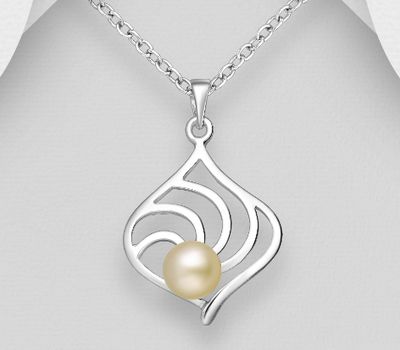 Şəkli böyütmək üçün tiklayın 925 Sterling Silver Pendant, Decorated with Freshwater Pearl