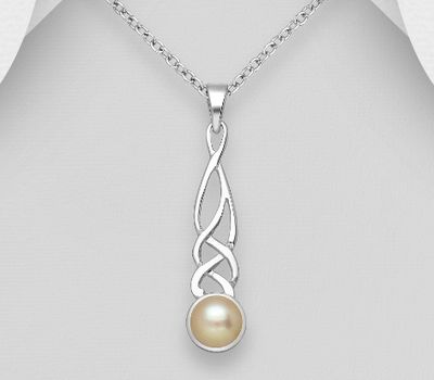 925 Sterling Silver Celtic Pendant Decorated With Fresh Water Pearl