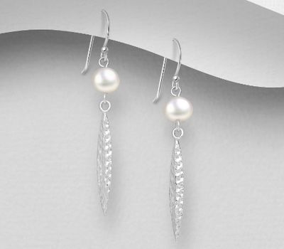 Şəkli böyütmək üçün tiklayın 925 Sterling Silver Hook Earrings, Beaded with Freshwater Pearls