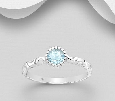 925 Sterling Silver Solitaire Ring, Decorated with Various Gemstones