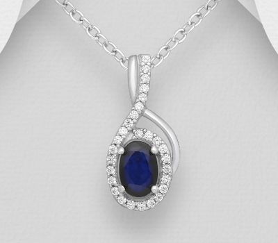 Şəkli böyütmək üçün tiklayın 925 Sterling Silver Halo Pendant, Decorated with CZ Simulated Diamonds and Various Gemstones
