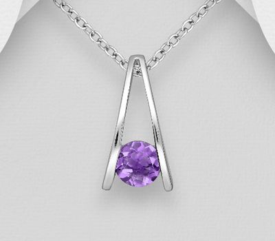 La Preciada - 925 Sterling Silver Solitaire Pendant, Decorated with Gemstones