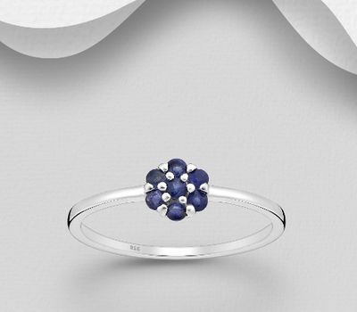 925 Sterling Silver Flower Ring, Decorated with Various Gemstones