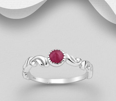 925 Sterling Silver Swirl Solitaire Ring, Decorated with Various Gemstones