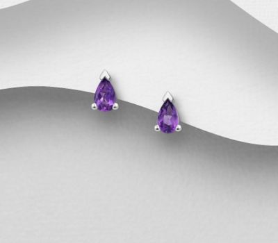 La Preciada - 925 Sterling Silver Push-Back Earrings, Decorated with Various Gemstones