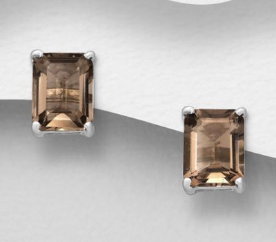 Şəkli böyütmək üçün tiklayın La Preciada - 925 Sterling Silver Push-Back Earrings, Decorated with Smoky Quartz