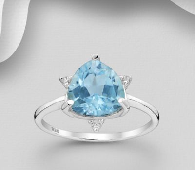 Malın səhifəsinə keç La Preciada - 925 Sterling Silver Ring, Decorated with Sky Blue Topaz and CZ Simulated Diamonds