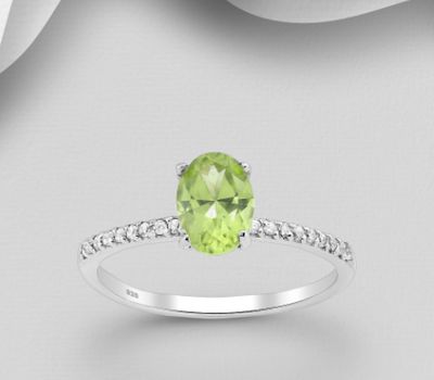 La Preciada - 925 Sterling Silver Solitaire Ring, Decorated with Various Gemstones and CZ Simulated Diamonds
