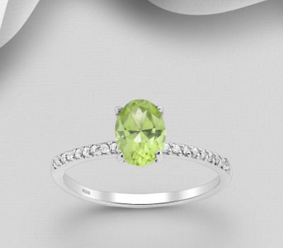 Şəkli böyütmək üçün tiklayın La Preciada - 925 Sterling Silver Solitaire Ring, Decorated with Various Gemstones and CZ Simulated Diamonds