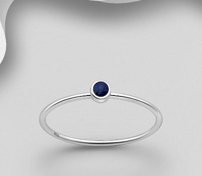 925 Sterling Silver Solitaire Ring, Decorated with Blue Sapphire
