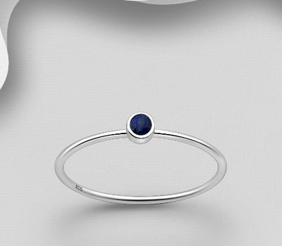 Şəkli böyütmək üçün tiklayın 925 Sterling Silver Solitaire Ring, Decorated with Blue Sapphire