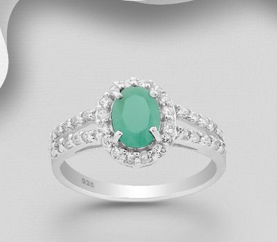 925 Sterling Silver Halo Ring, Decorated with CZ Simulated Diamonds and Various Gemstones