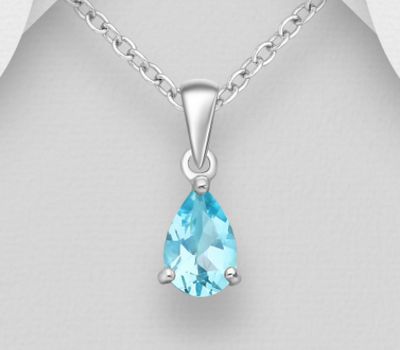 La Preciada - 925 Sterling Silver Solitaire Pendant Decorated with Pear Shape Gemstones