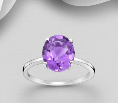 La Preciada - 925 Sterling Silver Solitaire Ring, Decorated with Various Gemstones