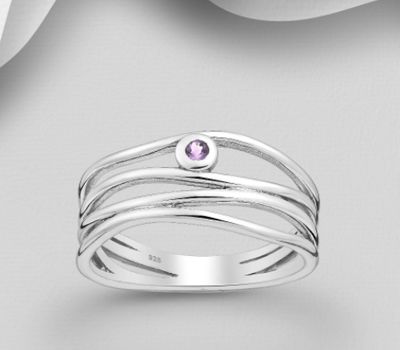 Şəkli böyütmək üçün tiklayın 925 Sterling Silver Oxidized Layered Ring, Decorated with Gemstones