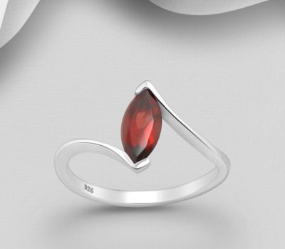 Şəkli böyütmək üçün tiklayın La Preciada - 925 Sterling Silver Solitaire Ring, Decorated with Gemstones