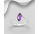 La Preciada - 925 Sterling Silver Solitaire Ring, Decorated with Gemstones