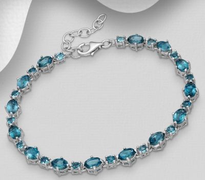 Şəkli böyütmək üçün tiklayın La Preciada - 925 Sterling Silver Bracelet, Decorated with Various Gemstones