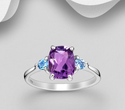 Şəkli böyütmək üçün tiklayın La Preciada - 925 Sterling Silver Ring, Decorated with various Gemstones