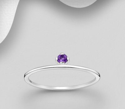 925 Sterling Silver Solitaire Ring, Decorated with Various Gemstones