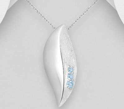925 Sterling Silver Pendant, Decorated with Sky-Blue Topaz