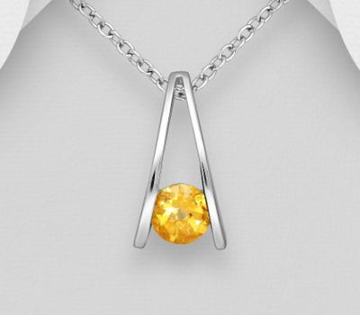 Şəkli böyütmək üçün tiklayın La Preciada - 925 Sterling Silver Pendant, Decorated with Citrine