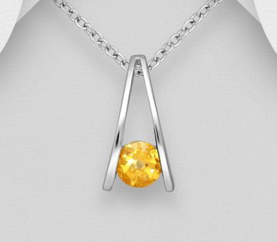 La Preciada - 925 Sterling Silver Pendant, Decorated with Citrine