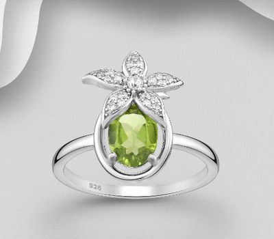La Preciada - 925 Sterling Silver Flower Ring, Decorated with Various Gemstones and CZ Simulated Diamonds