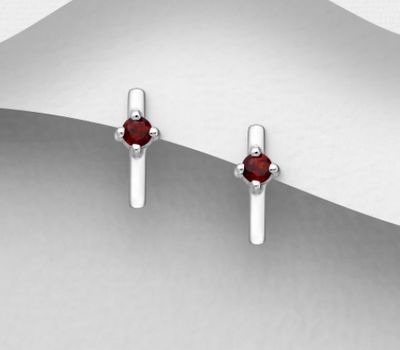 Malın səhifəsinə keç 925 Sterling Silver Push-Back Earrings, Decorated with Various Gemstones