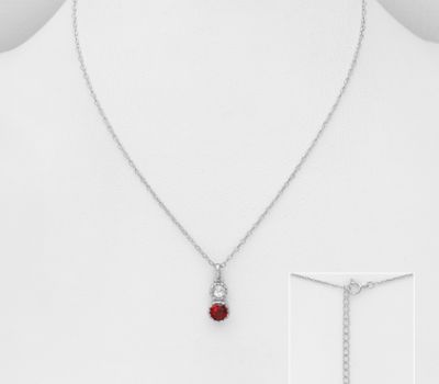 Şəkli böyütmək üçün tiklayın 925 Sterling Silver Necklace, Decorated with Garnet and White Topaz