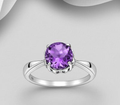 La Preciada - 925 Sterling Silver Solitaire Ring, Decorated with Various Gemstones