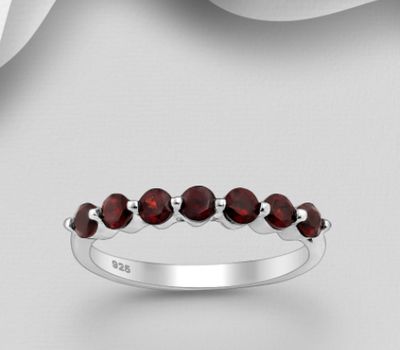 Şəkli böyütmək üçün tiklayın La Preciada - 925 Sterling Silver Ring, Decorated With Garnet