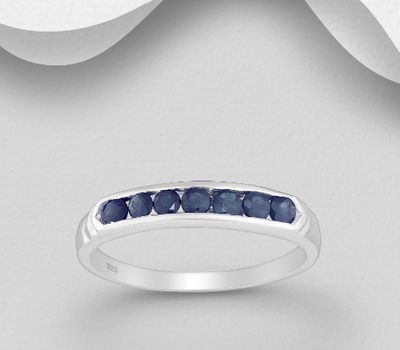 Şəkli böyütmək üçün tiklayın 925 Sterling Silver Band Ring, Decorated with Blue Sapphires or Ruby