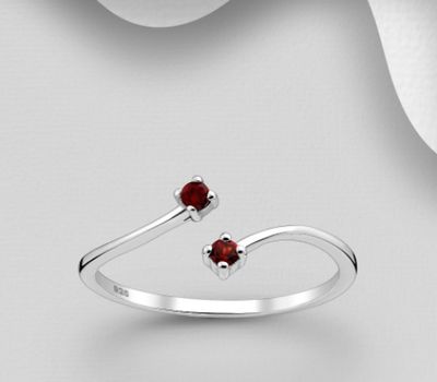 La Preciada - 925 Sterling Silver Adjustable Ring, Decorated with Various Gemstones