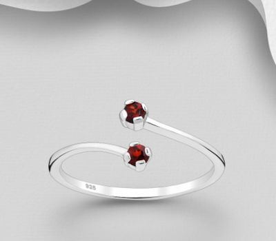 Şəkli böyütmək üçün tiklayın 925 Sterling Silver Adjustable Ring, Decorated with Various Gemstones