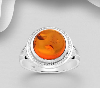 Şəkli böyütmək üçün tiklayın 925 Sterling Silver Ring, Decorated with Baltic Amber