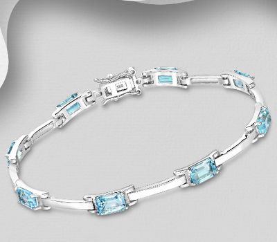 La Preciada - 925 Sterling Silver Bracelet, Decorated with Sky-Blue Topaz