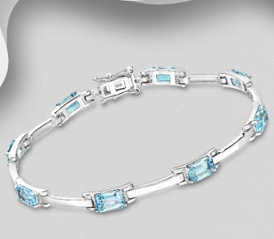 Şəkli böyütmək üçün tiklayın La Preciada - 925 Sterling Silver Bracelet, Decorated with Sky-Blue Topaz