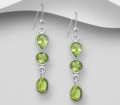 Şəkli böyütmək üçün tiklayın 925 Sterling Silver Hook Earrings, Decorated with Various Gemstones