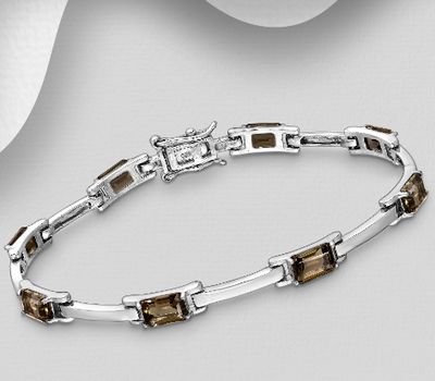 La Preciada - 925 Sterling Silver Bracelet, Decorated with Smoky Quartz