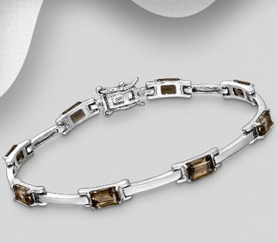 Şəkli böyütmək üçün tiklayın La Preciada - 925 Sterling Silver Bracelet, Decorated with Smoky Quartz