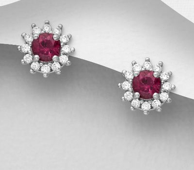 Şəkli böyütmək üçün tiklayın La Preciada - 925 Sterling Silver Hook Earrings, Decorated with CZ Simulated Diamonds and Various Gemstones