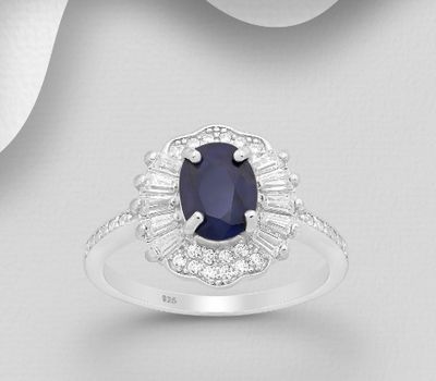 925 Sterling Silver Halo Ring, Decorated with CZ Simulated Diamonds and Various Gemstones