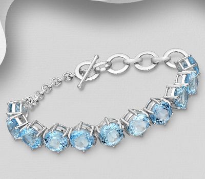 925 Sterling Silver Bracelet, Decorated with Various Gemstones