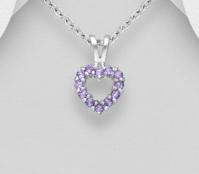 La Preciada - 925 Sterling Silver Heart Pendant, Decorated with Various Gemstones