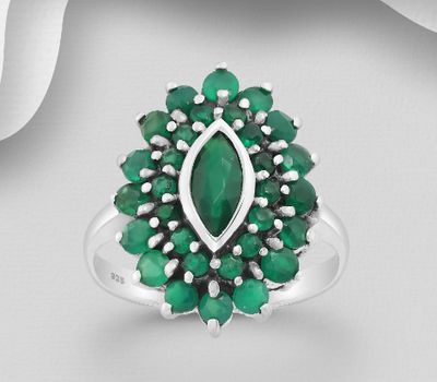 Şəkli böyütmək üçün tiklayın 925 Sterling Silver Ring, Decorated with Various Gemstones