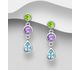 La Preciada - 925 Sterling Silver Push-Back Earrings, Decorated with Various Gemstones