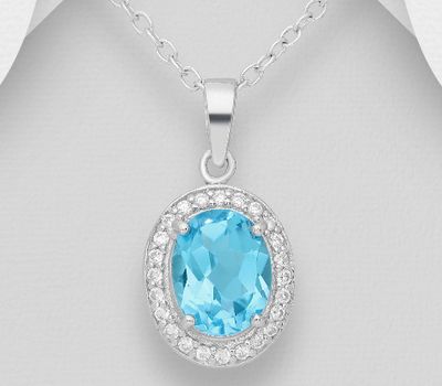 Şəkli böyütmək üçün tiklayın 925 Sterling Silver Halo Pendant, Decorated with CZ Simulated Diamonds and Various Gemstones